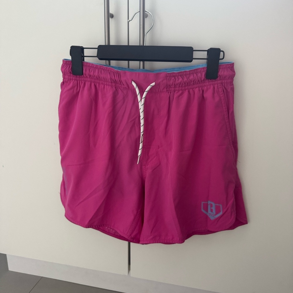 Baseball Lifestyle 101 Bright Pink Men's Shorts - Swim Shorts with Drawstring